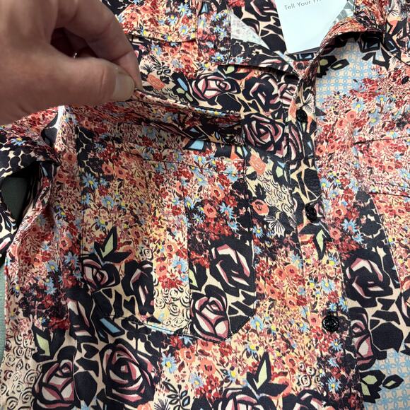 TELL YOUR FRIENDS Women's Western Shirt in Ines Size L Abstract Floral‎ - Picture 9 of 14